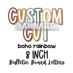 LAMINATED BULLETIN BOARD Letters | 8 inch | Boho Classroom Décor | Bulletin Boards
