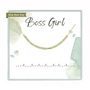 Boss Girl Morse Code Necklace: 18k Gold Filled Empowerment Jewelry