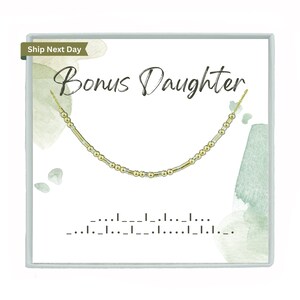 Gold Filled Bonus Daughter Morse Code Necklace: Personalized Jewelry Gift