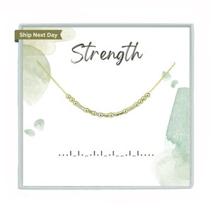 Gold Filled Strength Morse Code Necklace: Personalized Hidden Message Jewelry