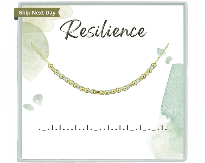 Resilience Hidden Morse code Necklace or Bracelet Personalized Motivational Inspirational Empowerment Be Strong Strength Necklace