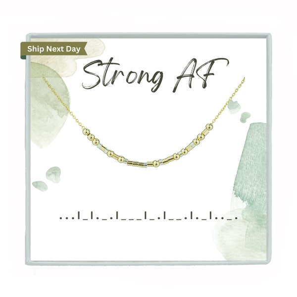 Strong AF Hidden Morse code Necklace or Bracelet Personalized Strong AF Motivational Inspirational Empowerment Feminist Necklace