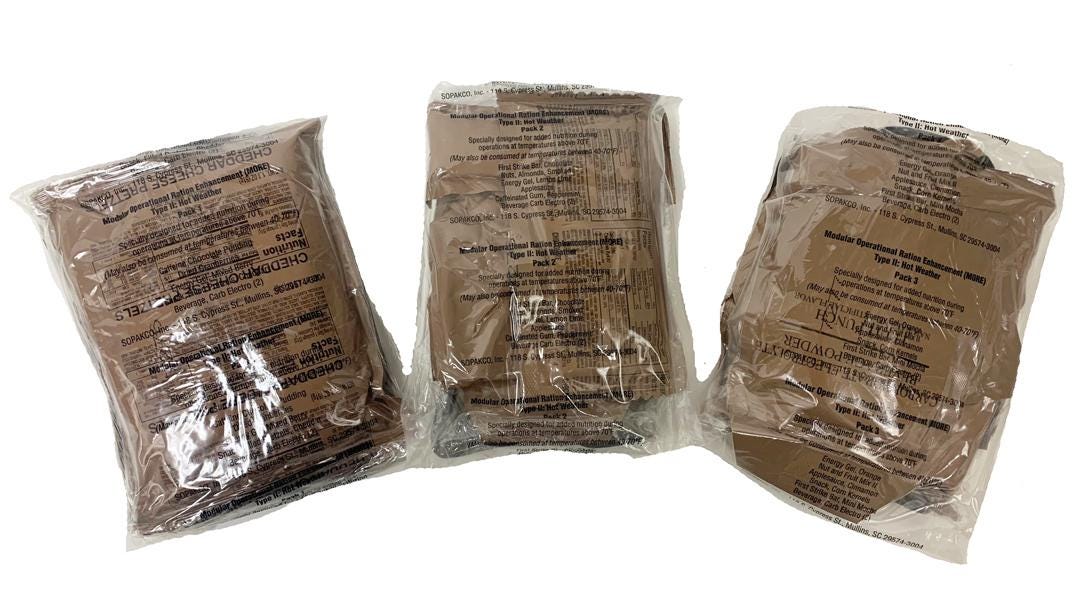 Hot A Rations MORE (modular Operational Ration Enhancement) Hot Weather Food Rations ...