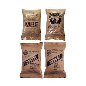 Military MREs (Meals Ready-to-Eat) Random Pack Meals - 4 pack Assorted - Meat, Veggie or Mixed