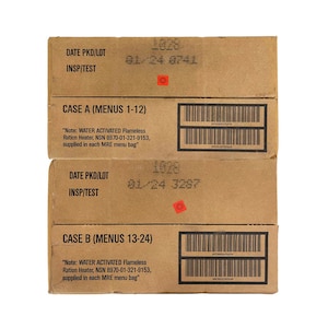 Genuine US Military Mres (Meals Ready-to-Eat) A and B Case Combo - Inspection Date: Jan 2024 or newer