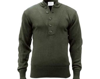 US Army ODG 5 Button Sweater Size Small - New