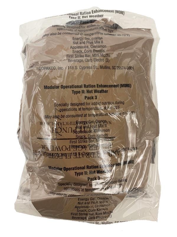 Hot A Rations MORE (modular Operational Ration Enhancement) Hot Weather Food Rations ...
