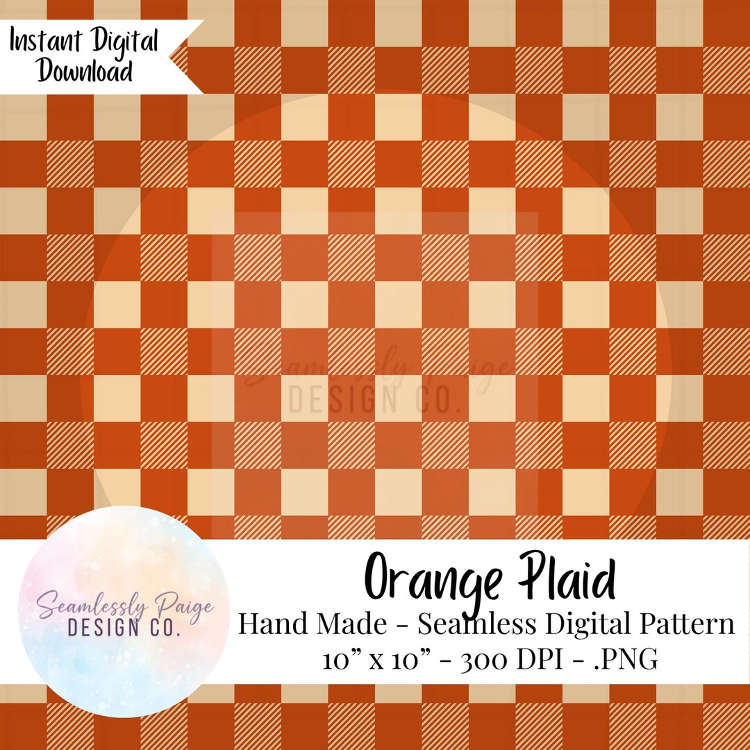 Orange Plaid Digital Paper: Gingham Checkered Pattern (PNG Download) - Etsy