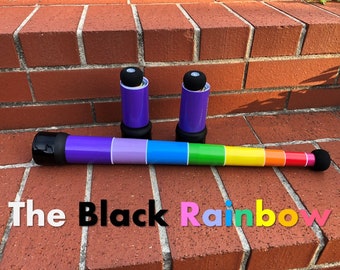 One (1) Rainbow Black Collapsible Juggling Club