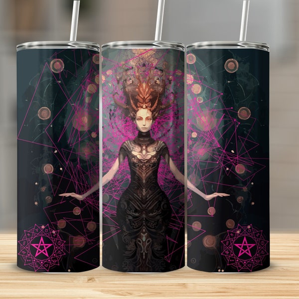 Gothic Celestial Astrology Wiccan Goddess Witch Halloween 20oz Skinny Straight Tapered Tumbler Wrap Sublimation Instant Digital Download PNG