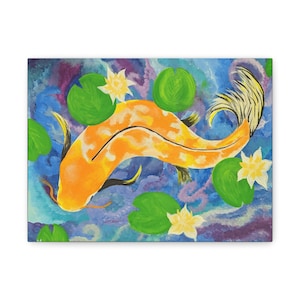 Colorful Koi Fish Canvas Wall Art, Vibrant Home Decor, Modern Art Prints, Zen Decor, Gift for Nature Lovers