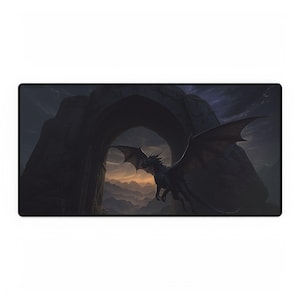 Fantasy Dragon Schreibtischmatte - Gaming, Büro Dekor, Schreibtisch zu Hause, Geschenk für Drachenliebhaber, Computerzubehör