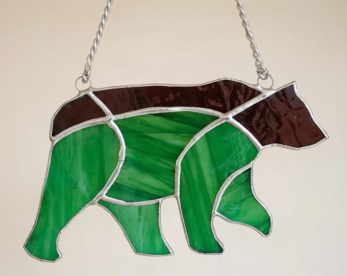 Bear Stained Glass Suncatcher – Maine Forest Bear Window Ornament