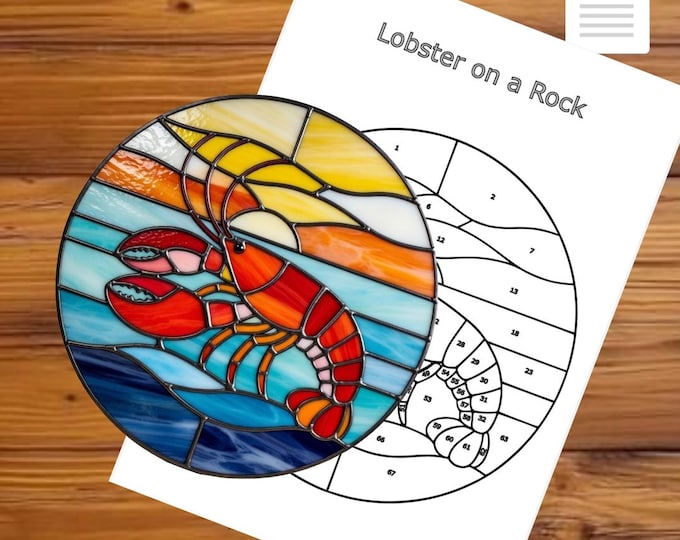 Lobster on a Rock Stained Glass Suncatcher Pattern – PDF Instant Download