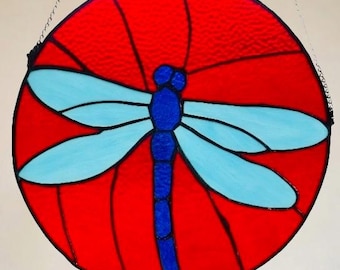Dragonfly Stained Glass Suncatcher – Round