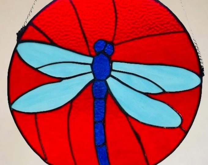 Dragonfly Stained Glass Suncatcher – Round