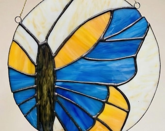 Butterfly Stained Glass Suncatcher – 12” Round