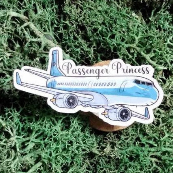 Passenger Princess Airplane Sticker, Airplane Sticker, Travel Lover, Frequent Flyer, Royal Charm, Luggage Decoration, Laptop Cover Decal