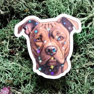 Brown Pitbull Head Vinyl Sticker: Pittie, Staffordshire Terrier