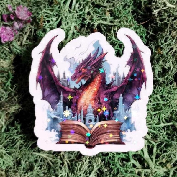 Fierce Dragon Bookish Vinyl Sticker, Fierce dragon, bookish decal, mythical creature, vinyl sticker, plain finish, holographic finish