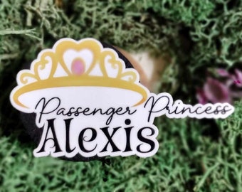 Custom Name Passenger Princess Vinyl Sticker with Tiara | Personalized Name | Car Decal | Passenger Side Car Sticker | Crown |