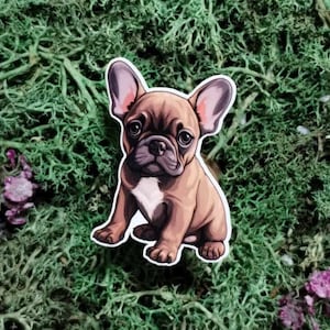 Brindle Frenchie Die-Cut Aufkleber - Hundeliebhaber, Laptop Aufkleber, Frenchie Love, Becher, Journal,