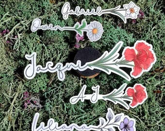 Adesivo personalizzato con fiore del mese di nascita, per bicchiere, Kindle, borraccia, quaderno, laptop.