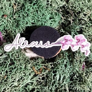 Personalisierte Orchidee Namen Aufkleber - Blumenname fließt in den Stamm, Custom Vinyl für Kindle, Wasserflaschen, Journale