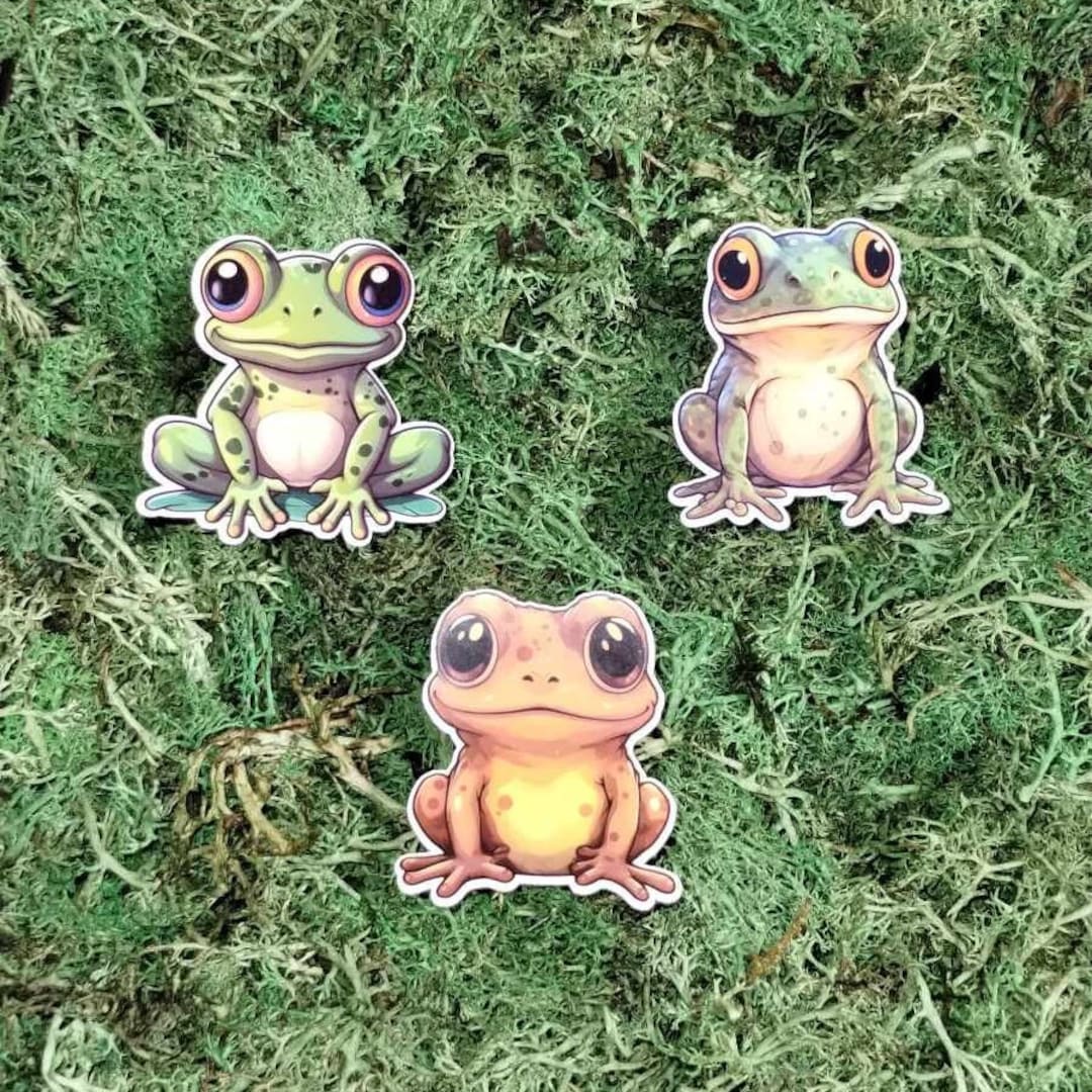 Set of 3 Adorable Frog Stickers Tree Frog Sticker Die Cut Sticker Scrapbook Junk Journal Cute