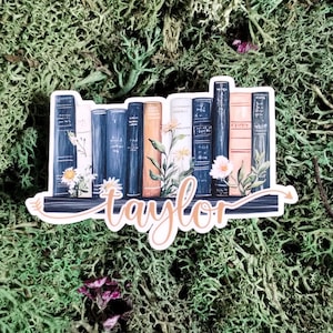 Personalisierte Bücherreihe, Gänseblümchen Blumen - Bücherliebe, personalisierter Aufkleber, personalisierter Aufkleber, Namensaufkleber, Tumbler, Kindle, Gänseblümchen Aufkleber