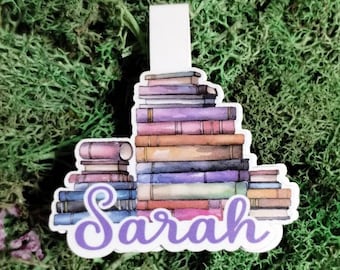 Personalized Watercolor Books Magnetic Bookmark - Add Your Name in Style, Book Mark with Custom Name