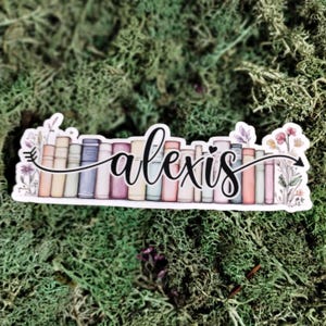 Fila de libros personalizada: calcomanías de libros, calcomanías personalizadas, calcomanías personalizadas, calcomanías con nombre, vasos, Kindle, libros en colores pastel