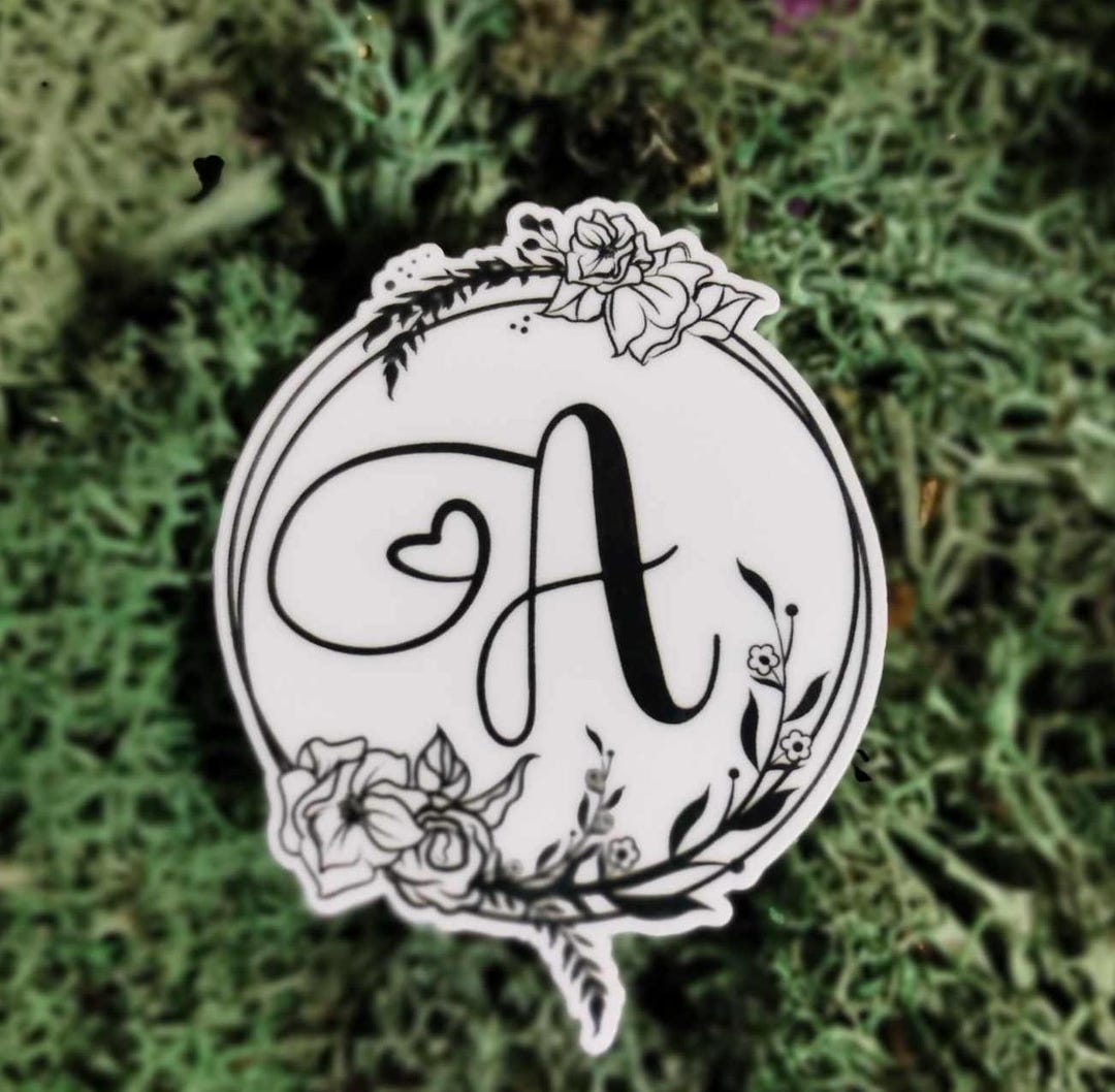 Initial Sticker Chic Personalized Initial Vinyl Sticker: Floral Monogram Decal - Etsy
