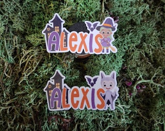 Personalized Halloween Haunted House Name Sticker and Custom Character