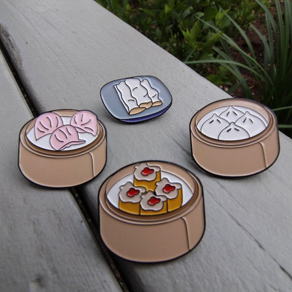 dim sum enamel pins l dim sum pin l shu mai enamel pin l rice noodle pin l shrimp dumpling pin l soup dumpling pin l food enamel pin