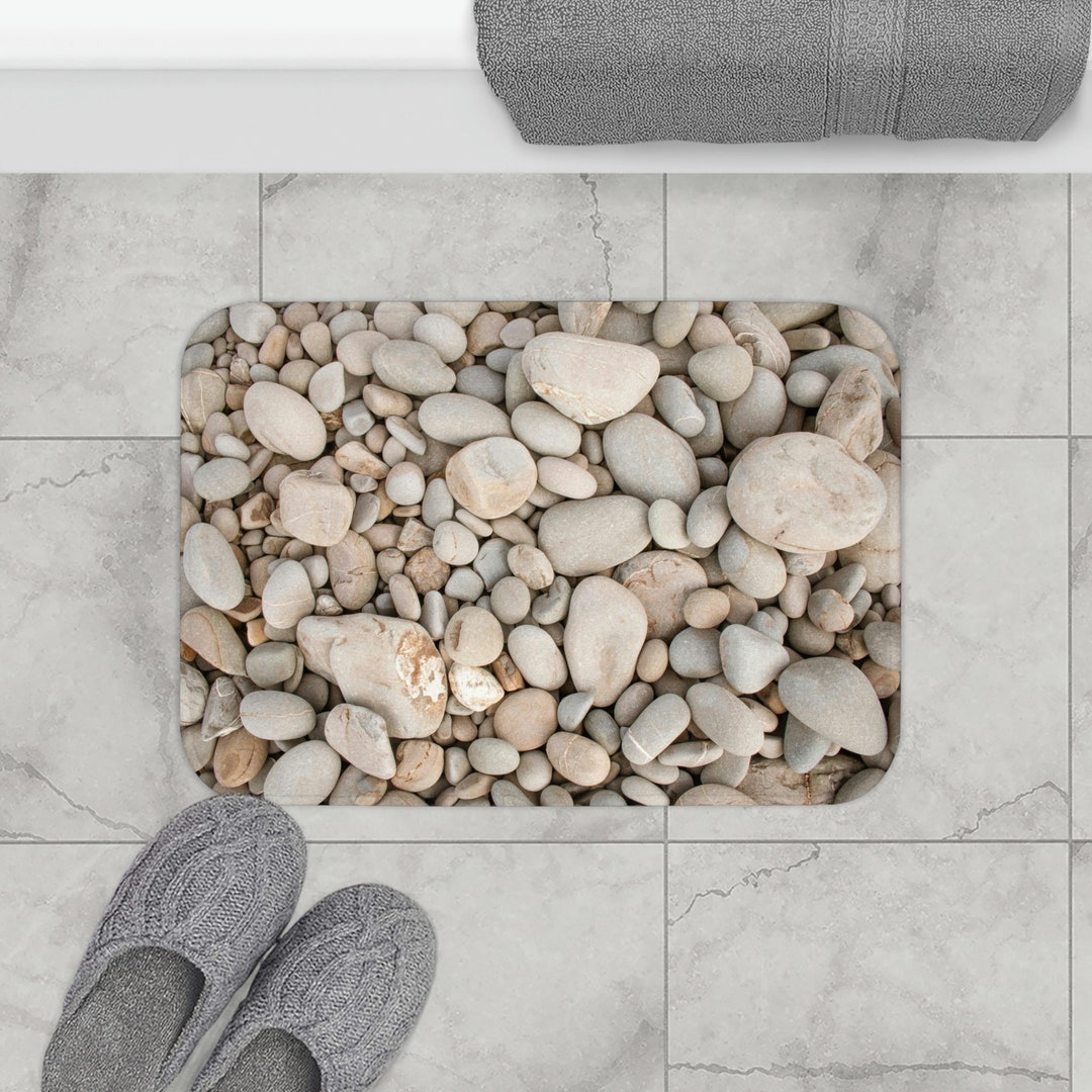 River Pebbles Mat for Your Bathroom, Shower Rug Nature Inspired, Rocks
