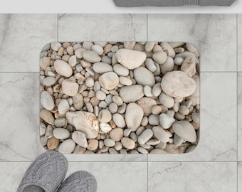 River pebbles mat for your bathroom, shower rug nature inspired, rocks bath mat, natural looking rock décor bathmat, Kids rugs