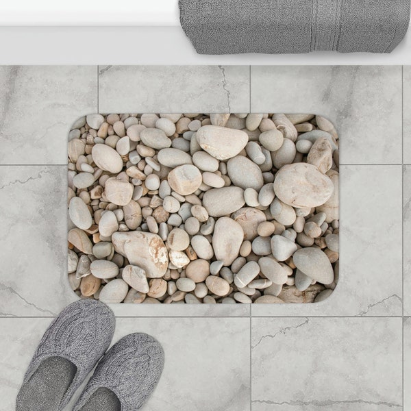River pebbles mat for your bathroom, shower rug nature inspired, rocks bath mat, natural looking rock décor bathmat, Kids rugs