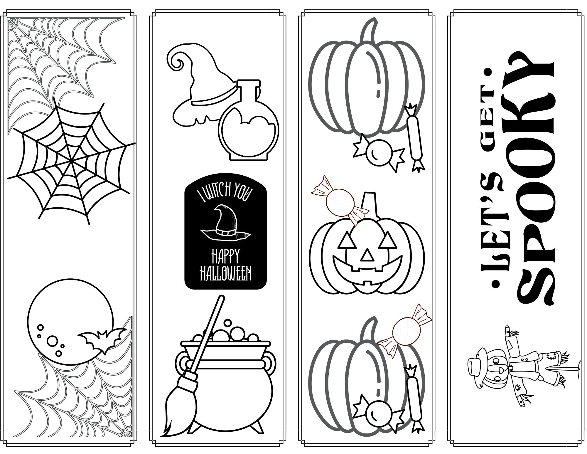Halloween coloring bookmarks etsy