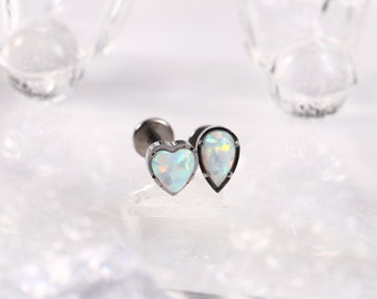16G G23 Titan Labret Ohrstecker Lippen Piercing Innengewinde Ring Knorpel Piercing Schmuck Opal