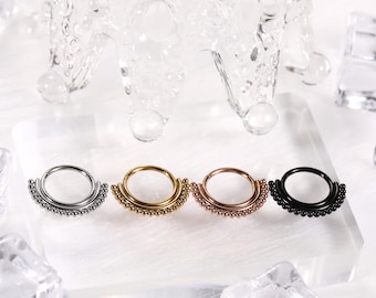 16G Klapp Septum Clicker-Ring Nasen-Ring Chirurgenstahl Daith Ohrringe-Conch Daith Rook-Tragus Piercing-Schmuck Kleine Creolen