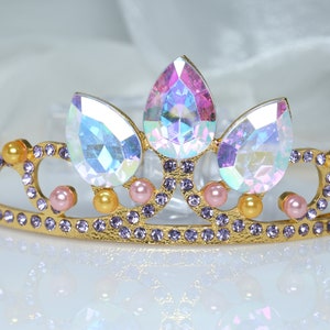 Rapunzel-Costume-Tiara-Crown Crystal Birthday Tiara Girls-Birthday-Party-Dress Up Hair Accessories Rapunzel Tiara