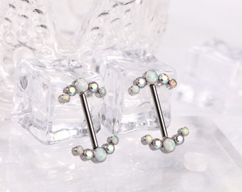 14G Nipple Ringe G23-Titanium Innengewinde Nippel Barbells 12mm-18mm Brücke Piercing Schmuck Gerade Nipple-Bar