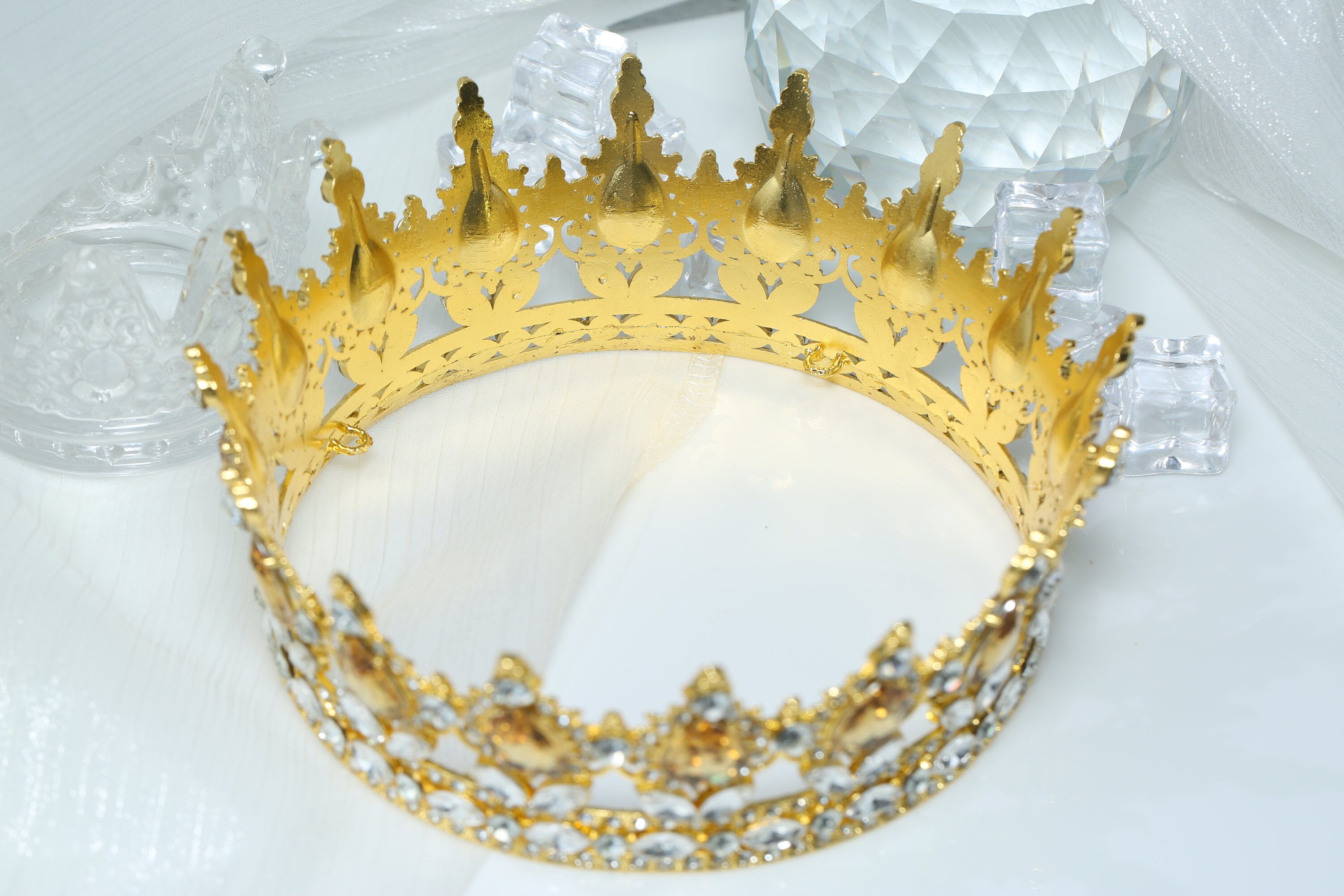 Sparkling-queen-crown-round Champagne-crystal-crown Princess Carnival ...