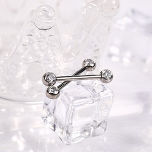 14G Nipple Rings G23-Titanium Internally Threaded Nipple-Barbells 12mm-18mm Bridge Piercing-Jewelry Straight Nipple Bar