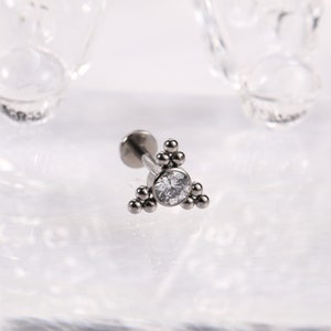 G23-Titanium Labret-Studs-Lip Piercing Internally Threaded Medusa Ring Cartilage Monroe Piercing Jewelry CZ