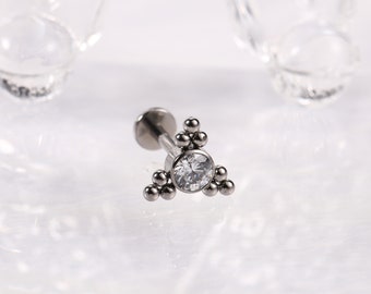 G23-Titanium Labret-Ohrstecker-Lippen Piercing Innengefädelt Medusa Ring Knorpel Monroe Piercing Schmuck CZ