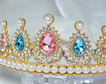 Princess-Peach-Crown Birthday-Tiara-Halloween Costume Tiara-Princess Tiara Girls Birthday Tiara