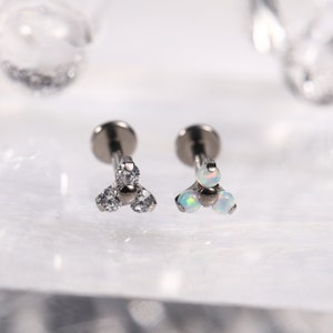 16G G23 Titanium Labret Studs Lip Piercing Internally Threaded Medusa Ring Cartilage Monroe Piercing Jewelry CZ/Opal