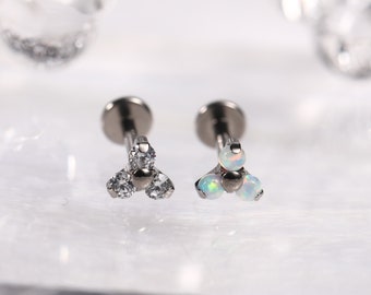 G23-Titanium Labret Ohrstecker Lippen Piercing Innengewinde Medusa Ring Knorpel Monroe Piercing Schmuck CZ/Opal